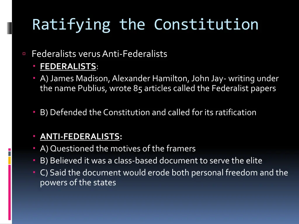 ratifying the constitution