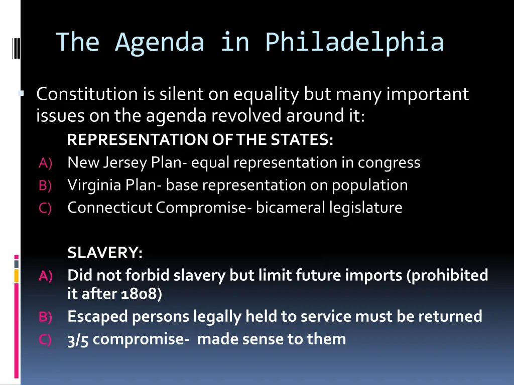 the agenda in philadelphia