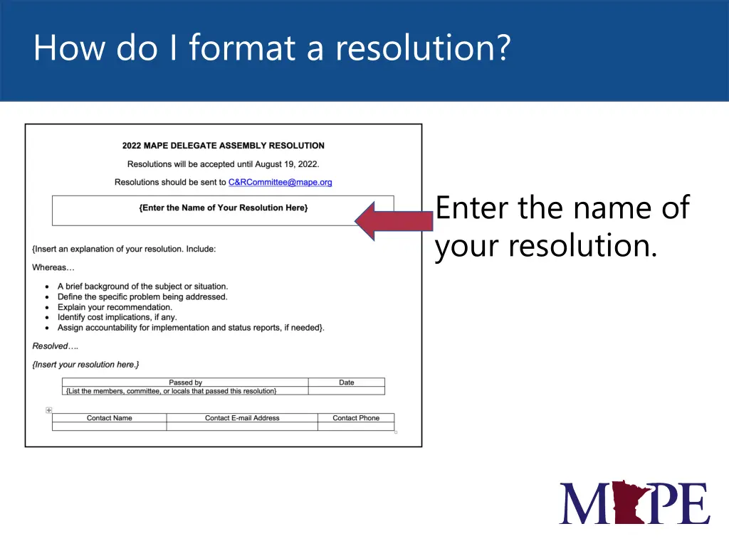 how do i format a resolution 2