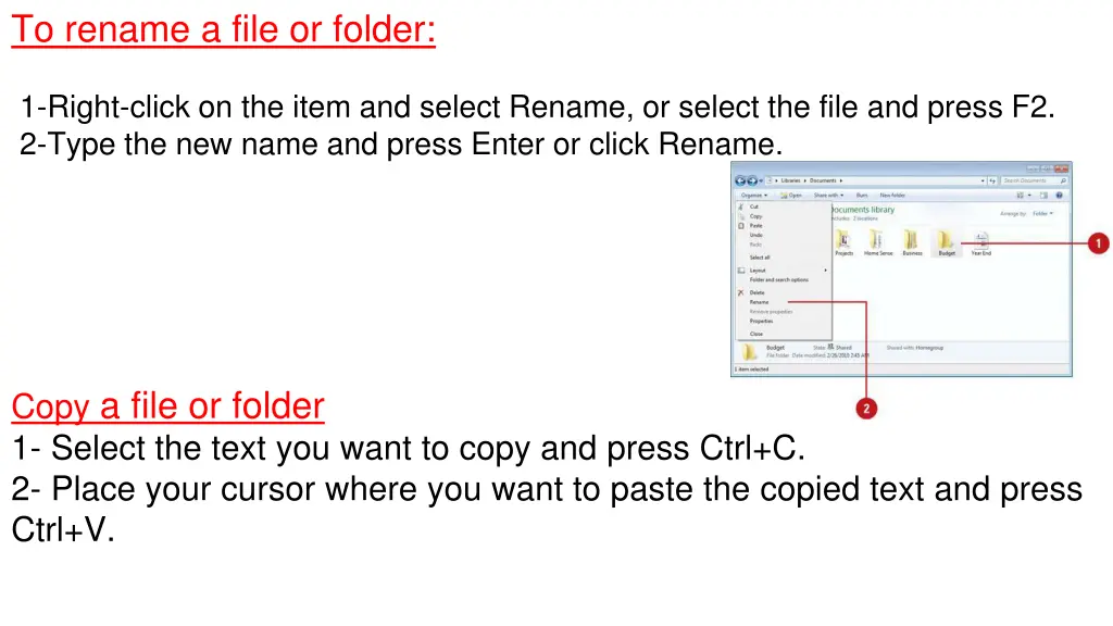 to rename a file or folder