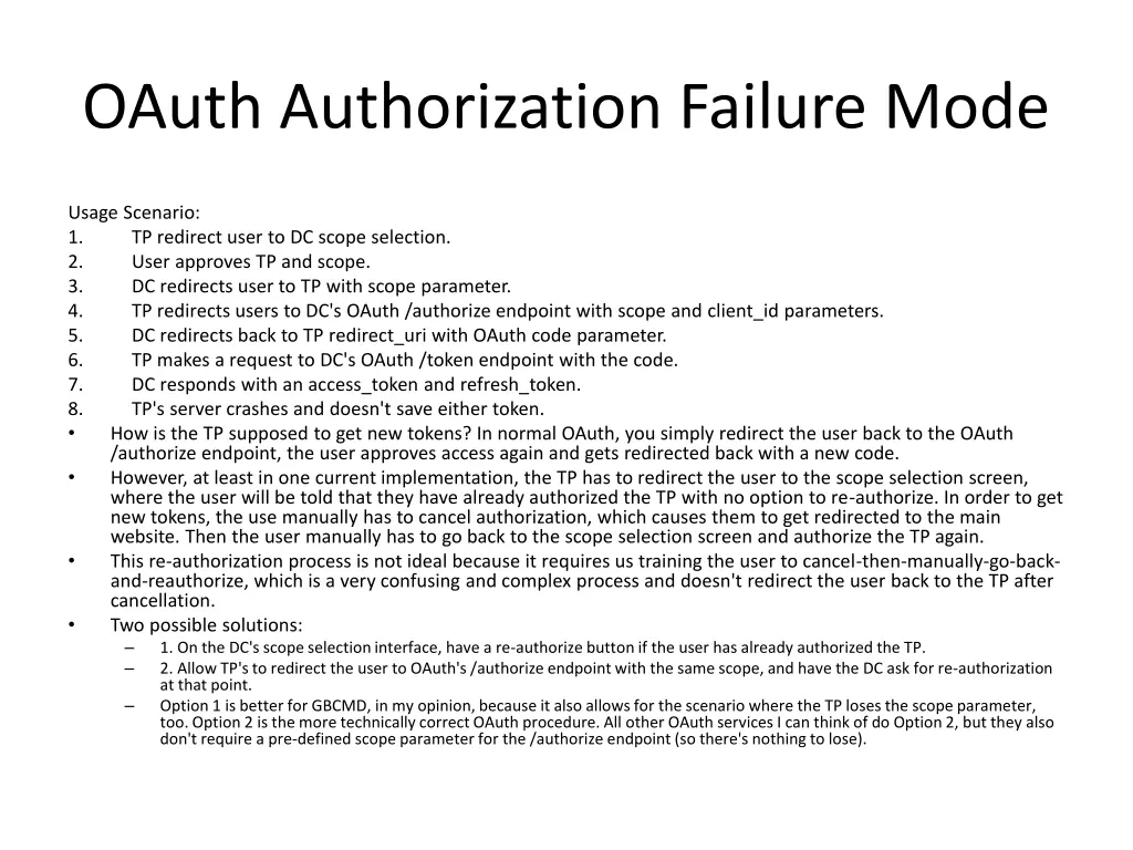 oauth authorization failure mode