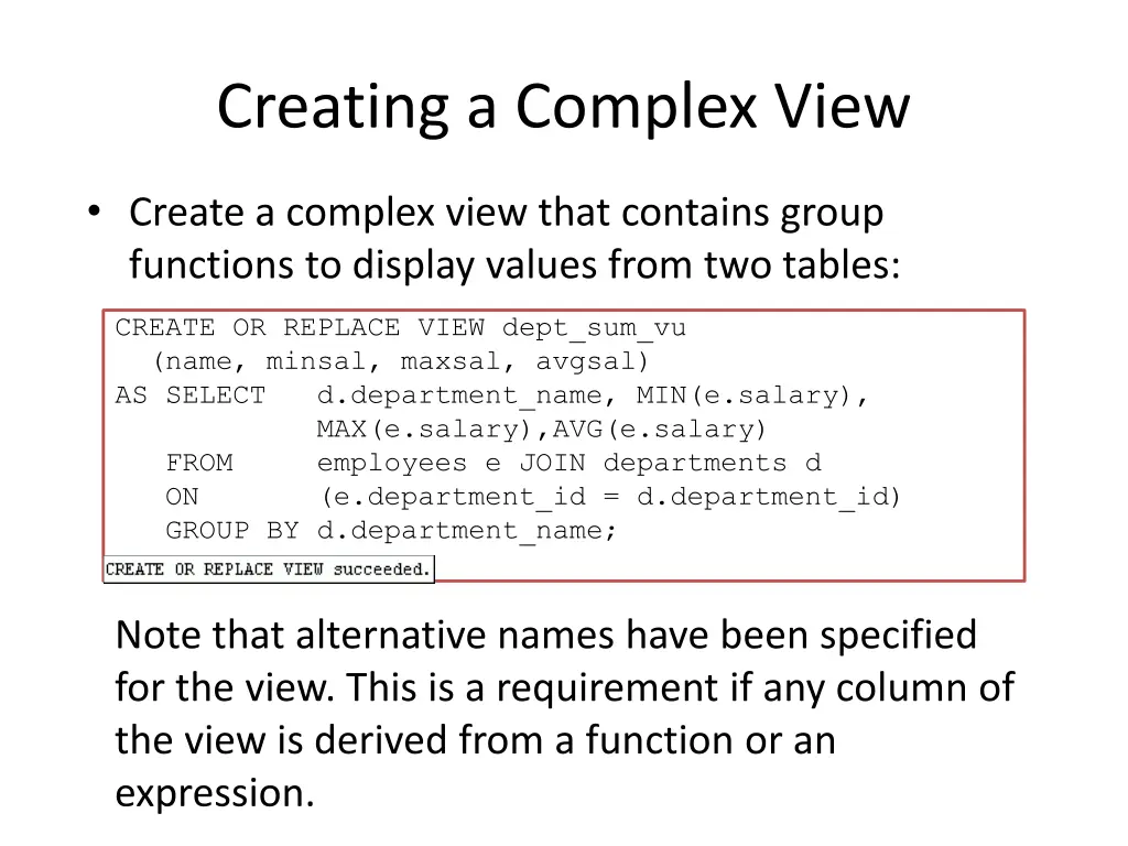 creating a complex view