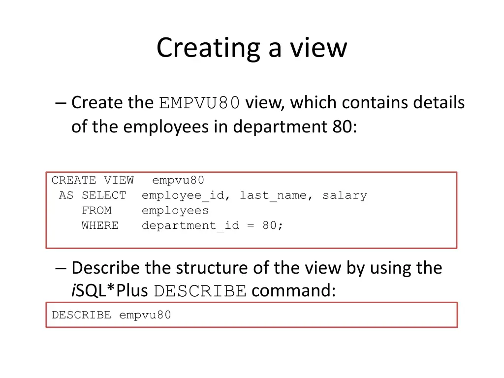 creating a view 2