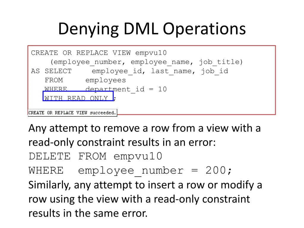 denying dml operations 1