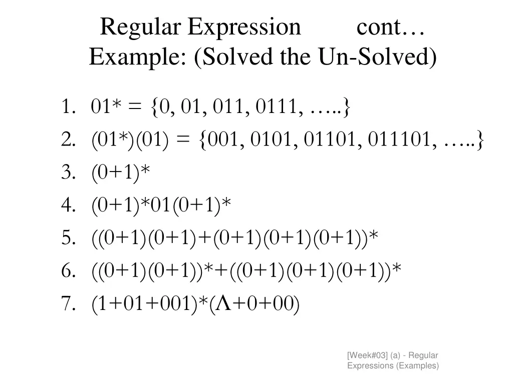 regular expression example solved the un solved