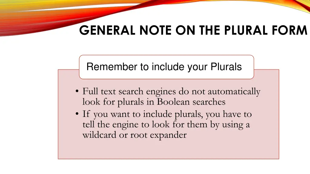 general note on the plural form