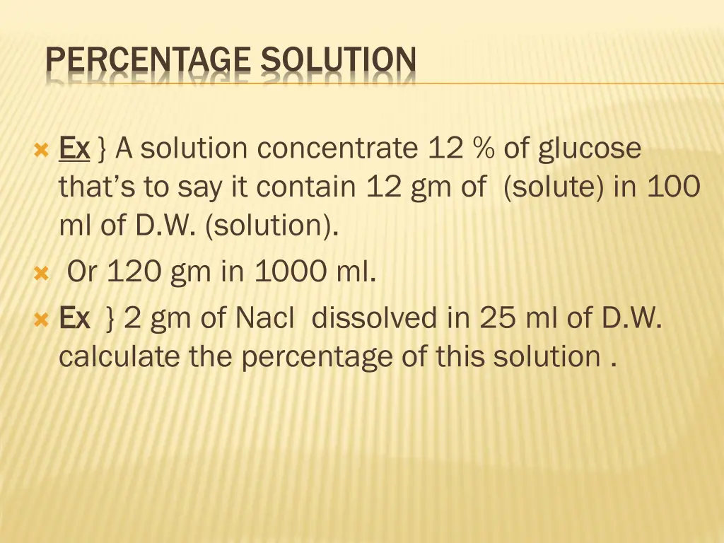 percentage solution