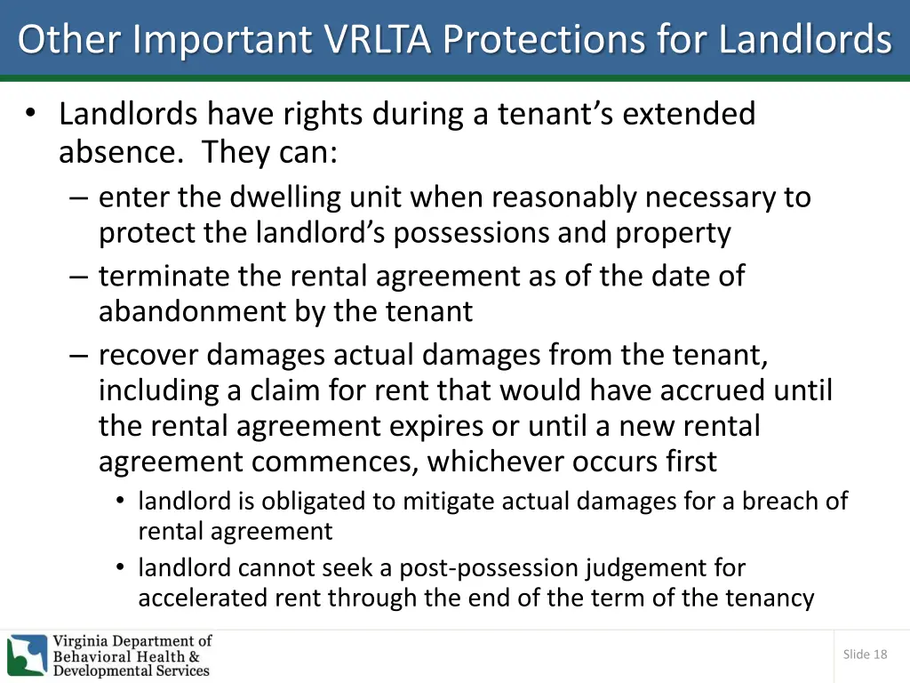 other important vrlta protections for landlords