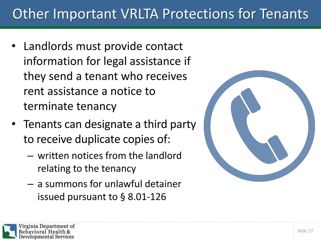 other important vrlta protections for tenants