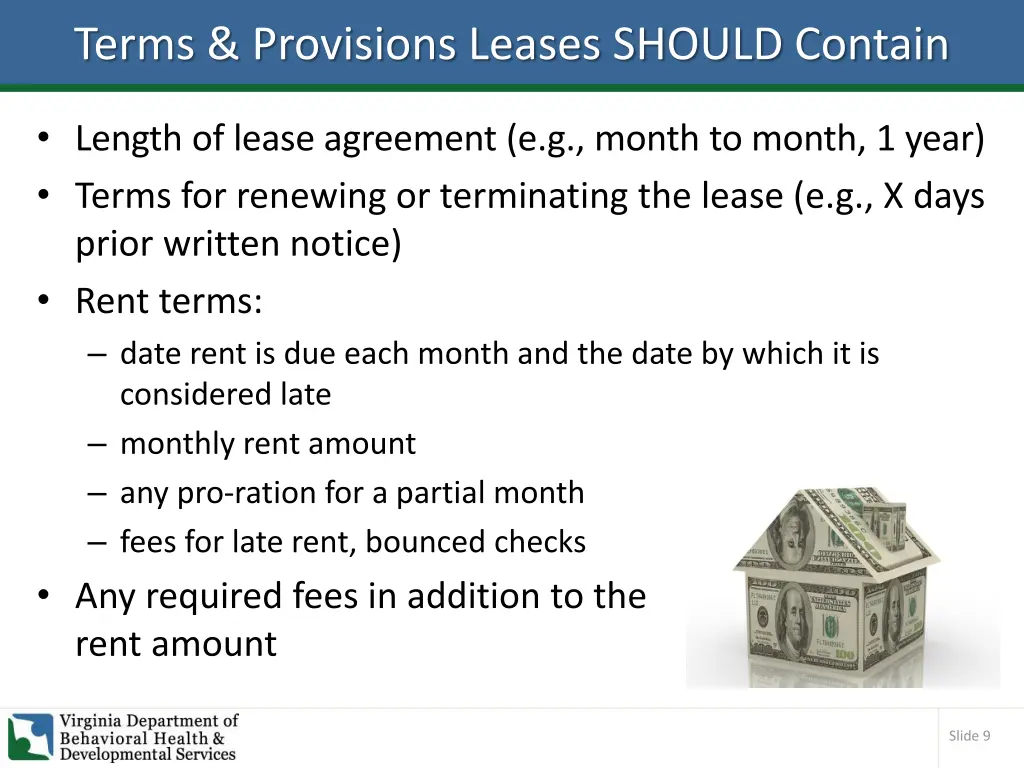 terms provisions leases should contain 1