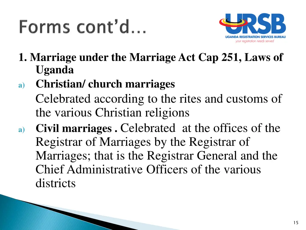 1 marriage under the marriage act cap 251 laws