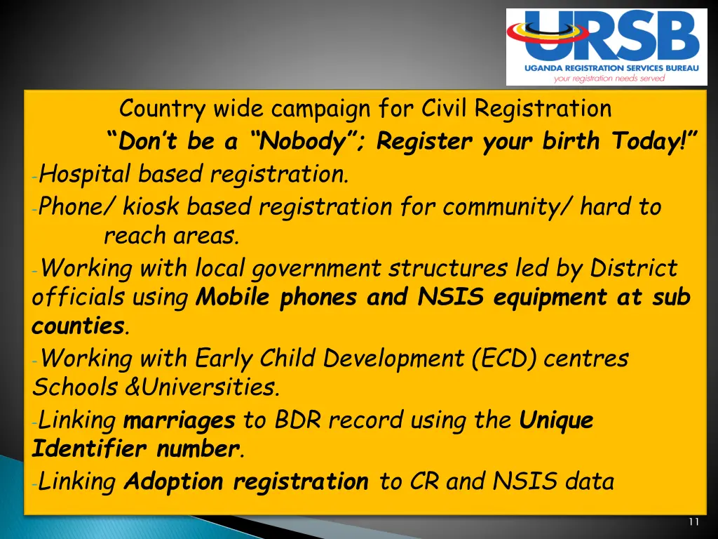 country wide campaign for civil registration