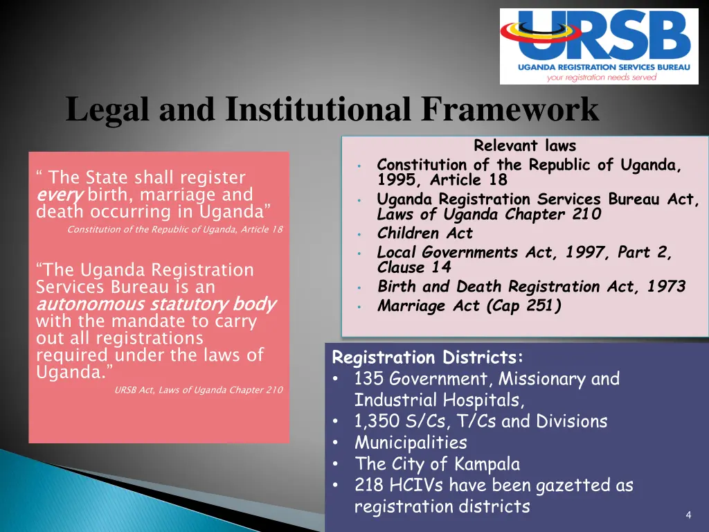 legal and institutional framework