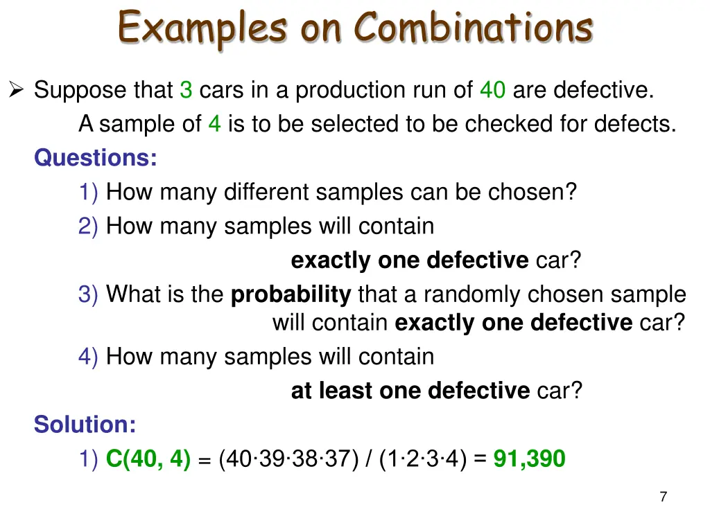 examples on combinations 1