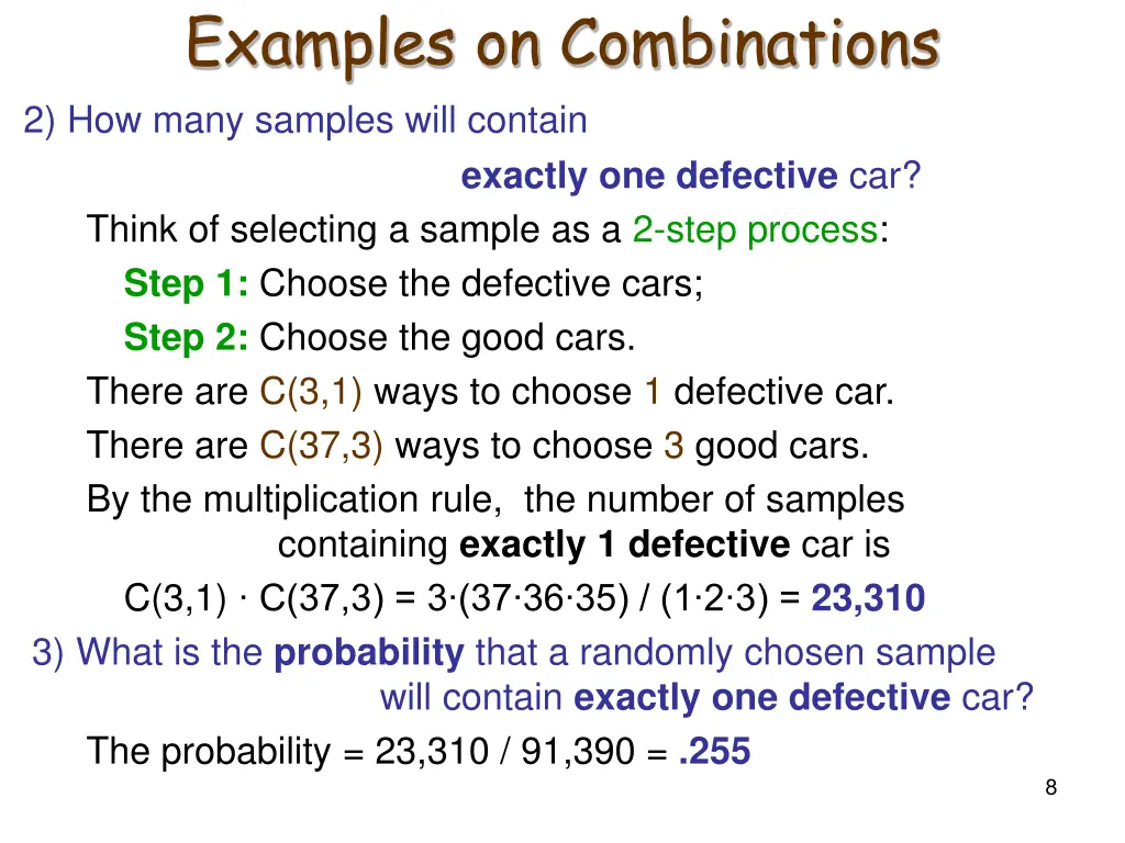 examples on combinations 2 how many samples will