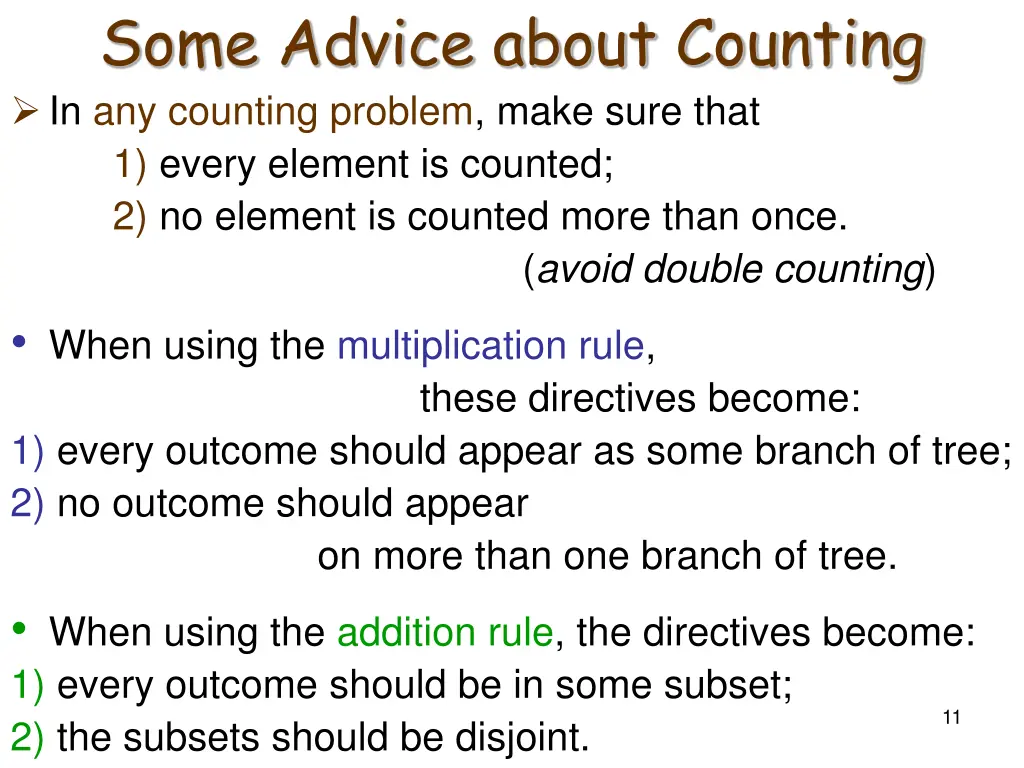 some advice about counting in any counting