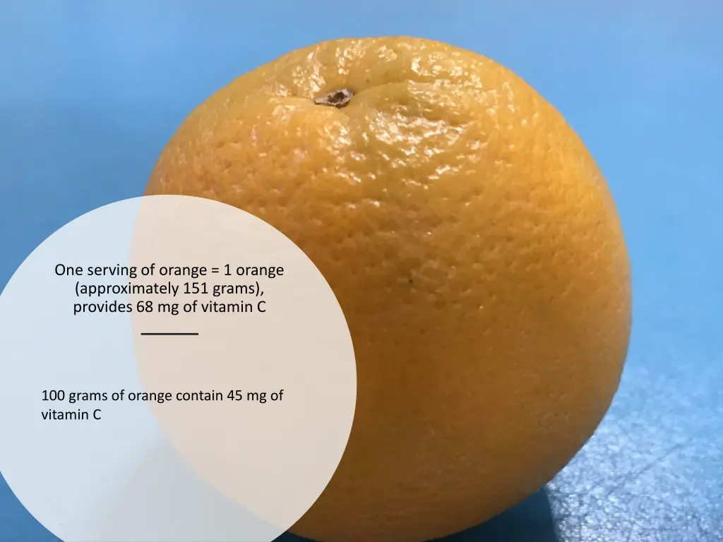 one serving of orange 1 orange approximately