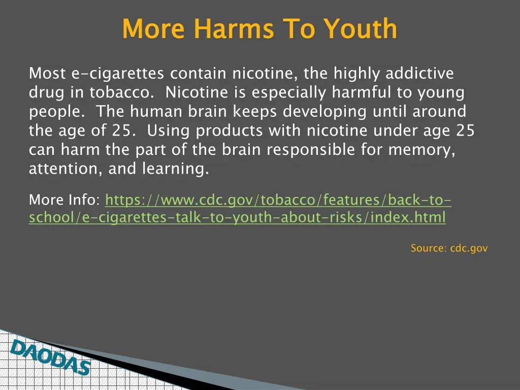 more harms to youth