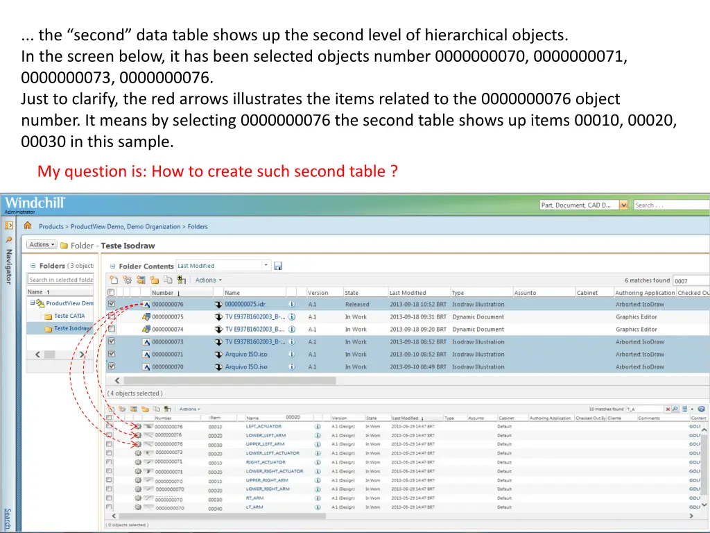 the second data table shows up the second level