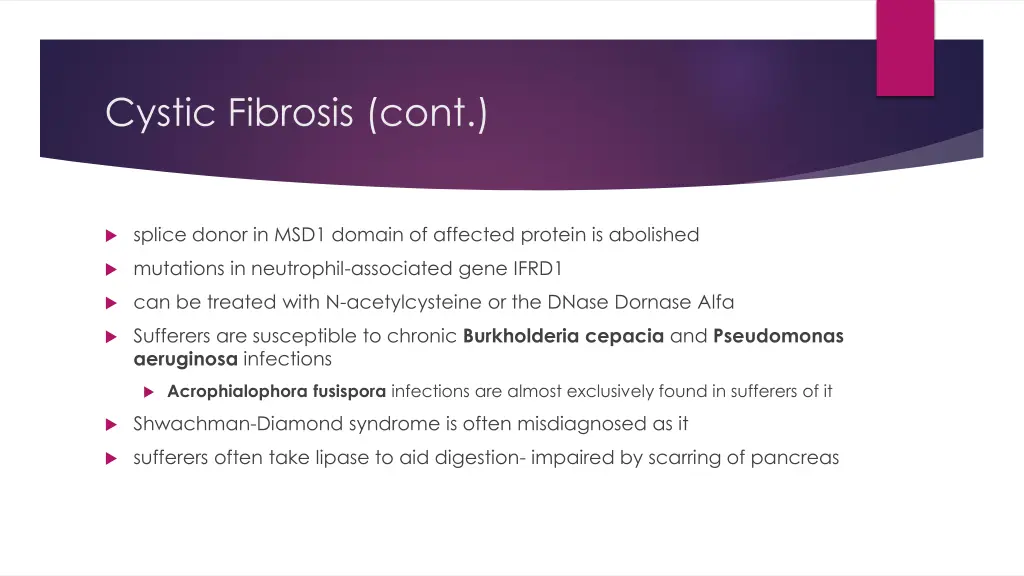 cystic fibrosis cont