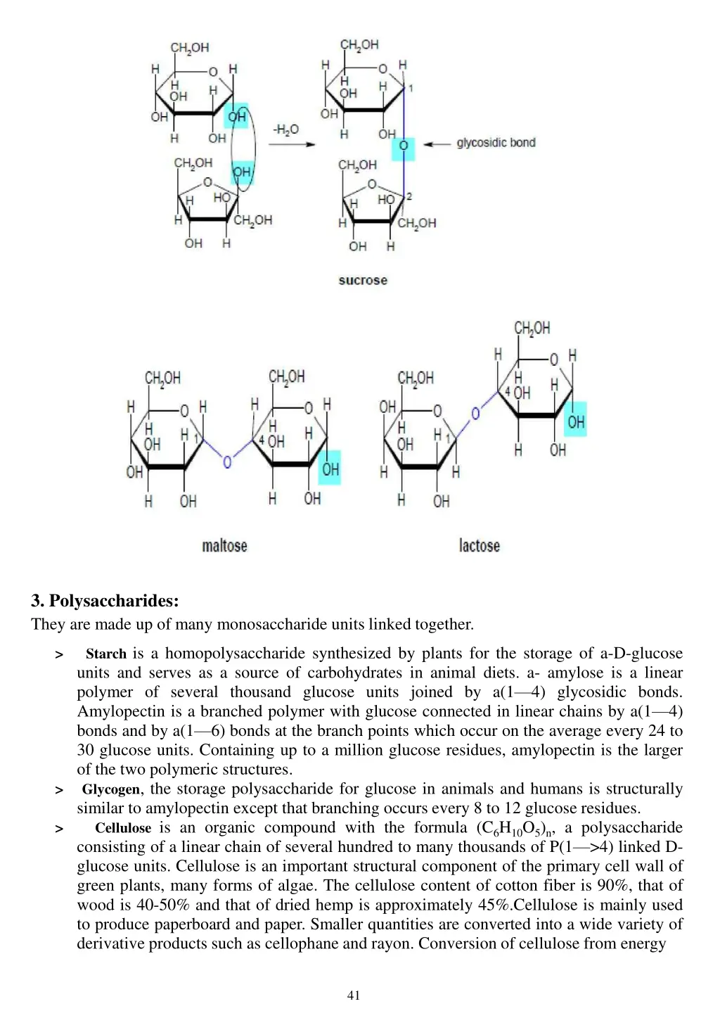 3 polysaccharides they are made up of many