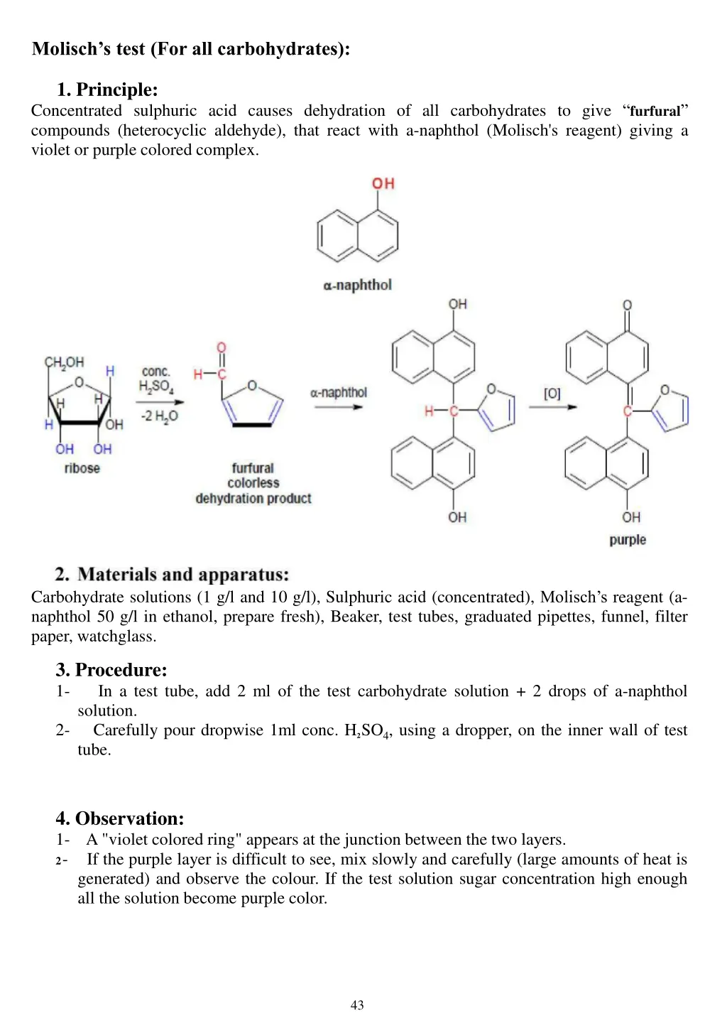 molisch s test for all carbohydrates