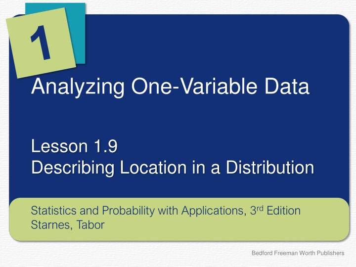 analyzing one variable data