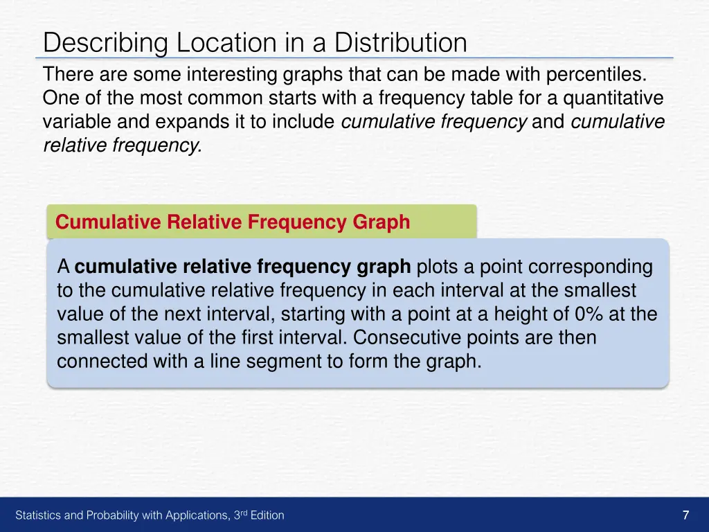 describing location in a distribution there