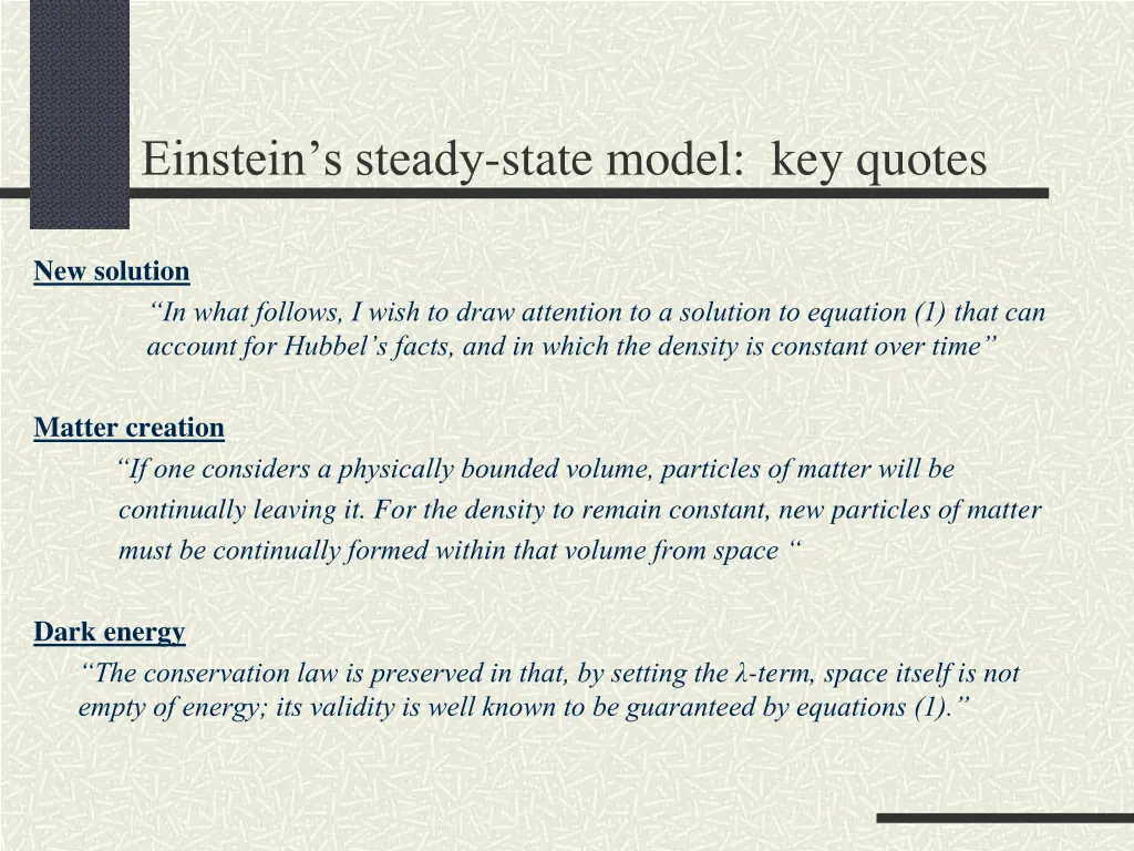 einstein s steady state model key quotes