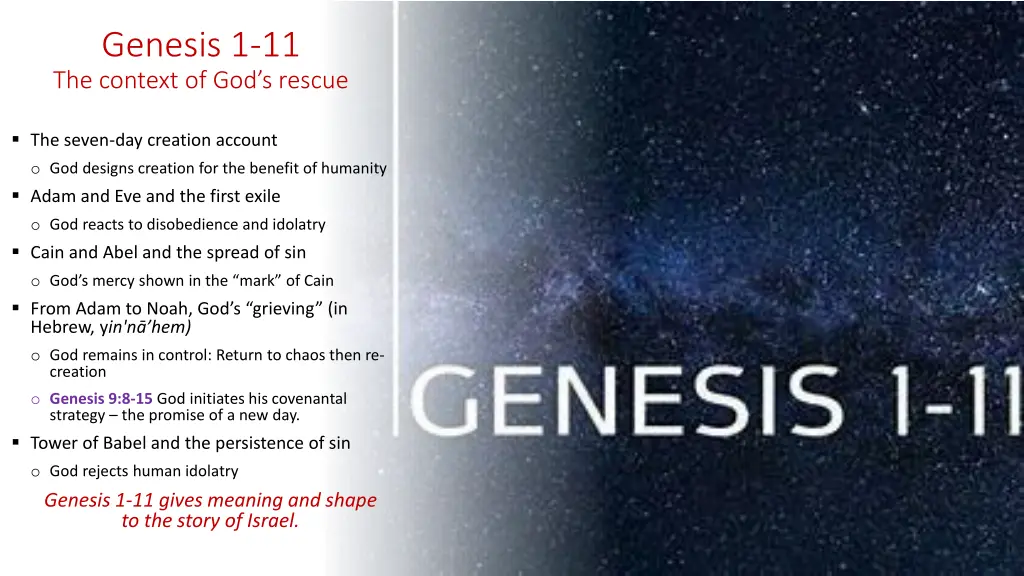 genesis 1 11 the context of god s rescue