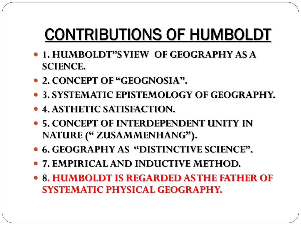 contributions of humboldt contributions