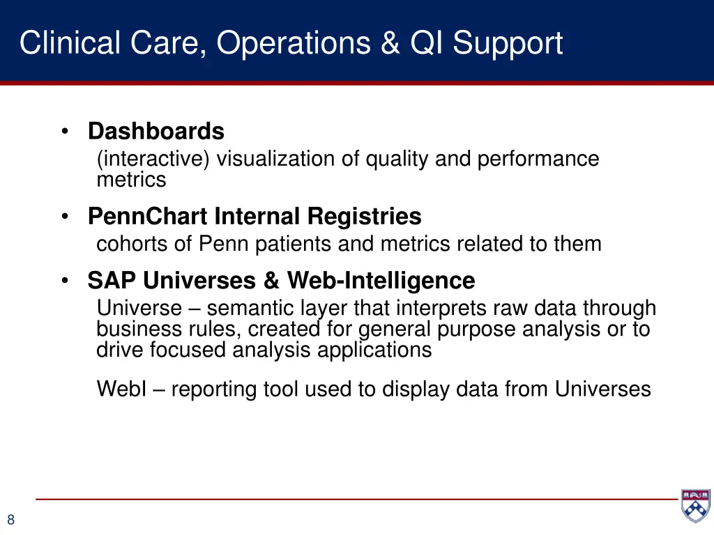 clinical care operations qi support