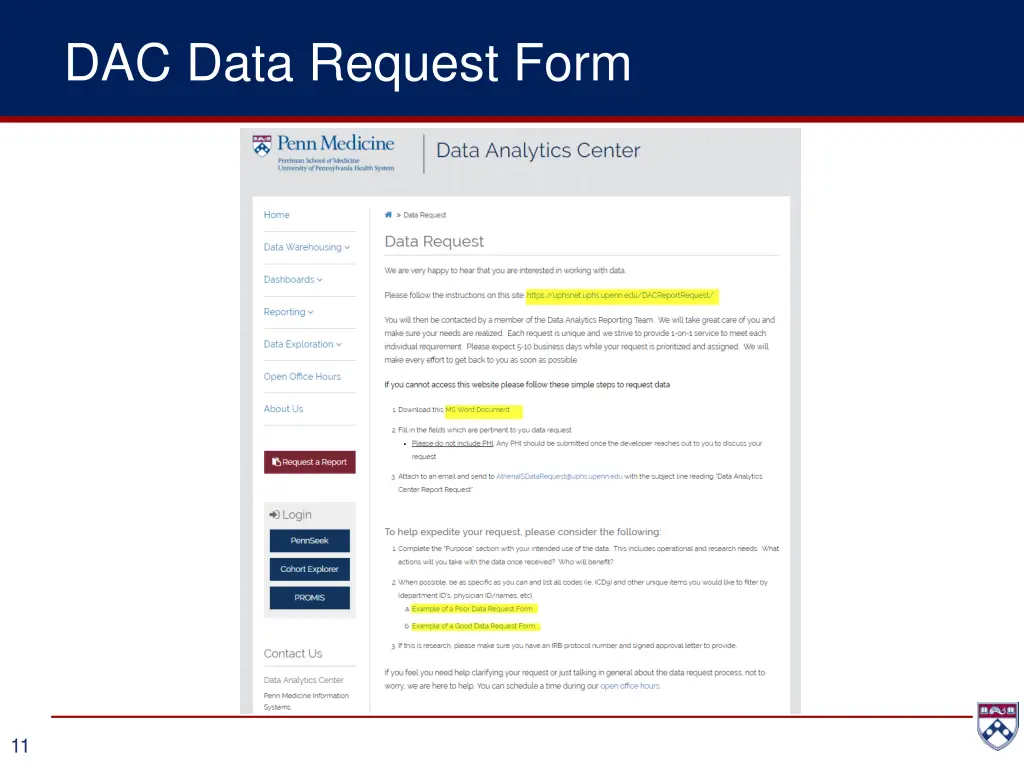 dac data request form