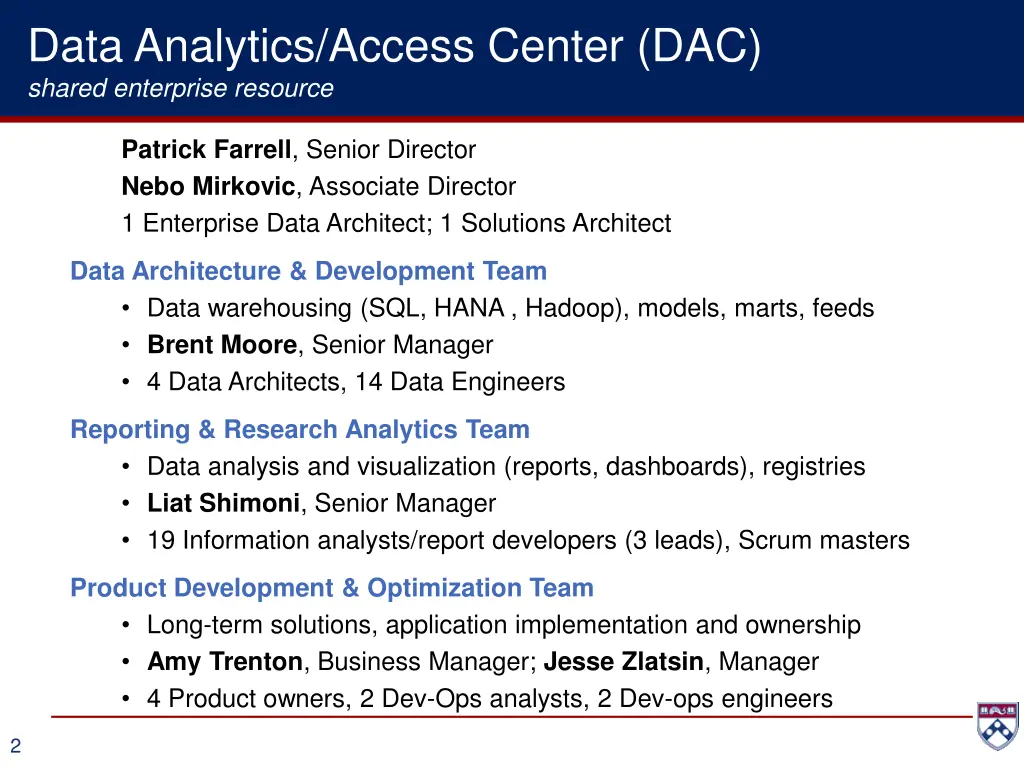 data analytics access center dac shared