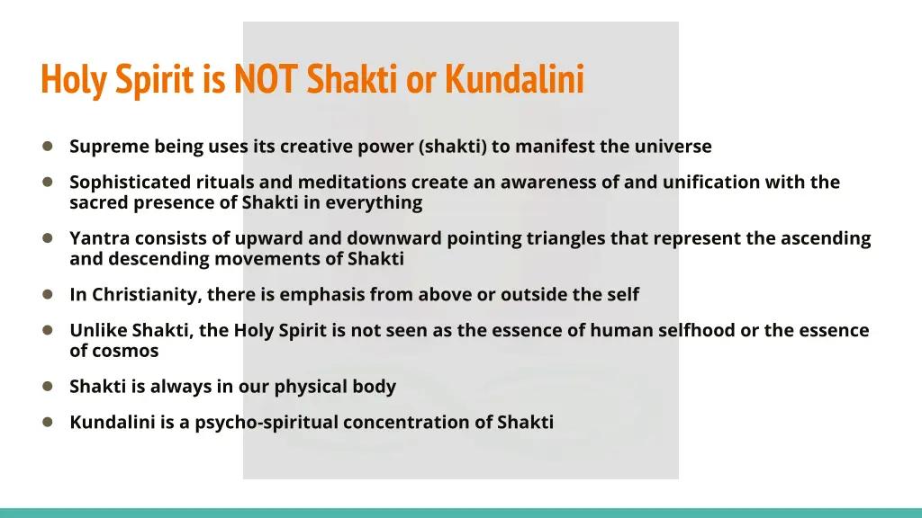 holy spirit is not shakti or kundalini