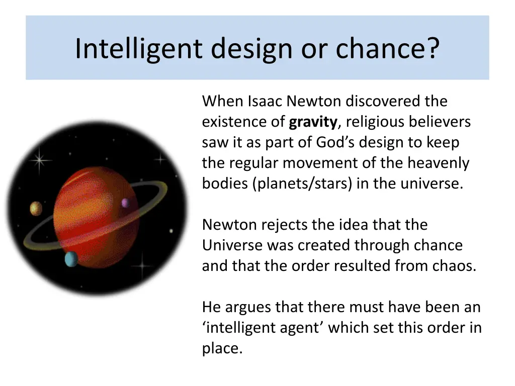 intelligent design or chance