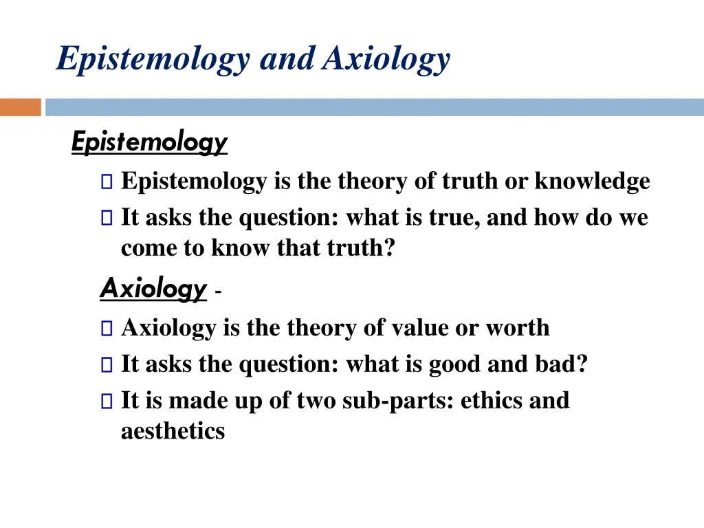 epistemology and axiology