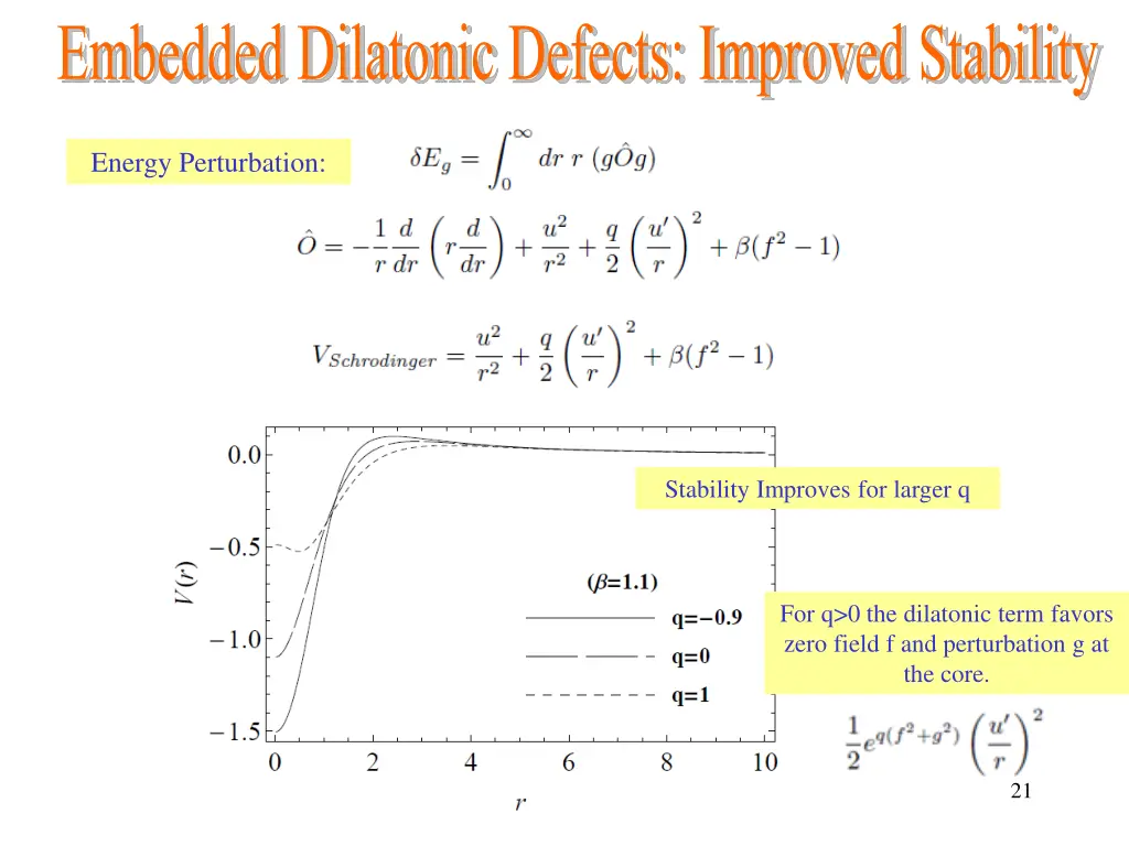 embedded dilatonic defects improved stability 1