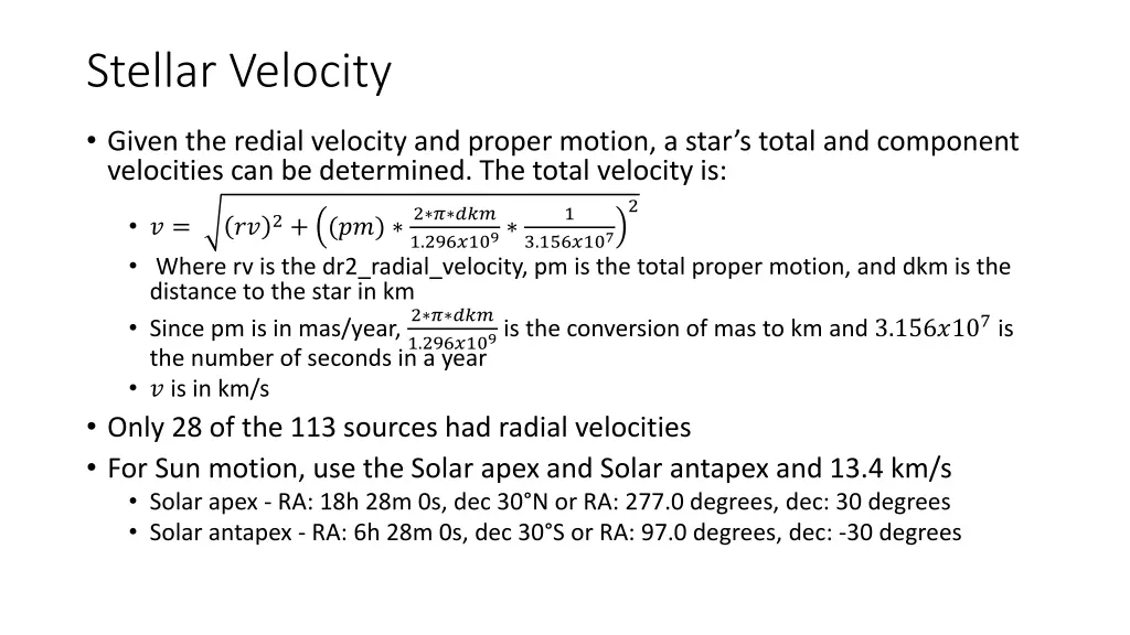 stellar velocity