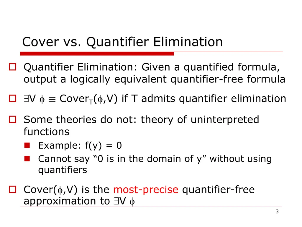 cover vs quantifier elimination