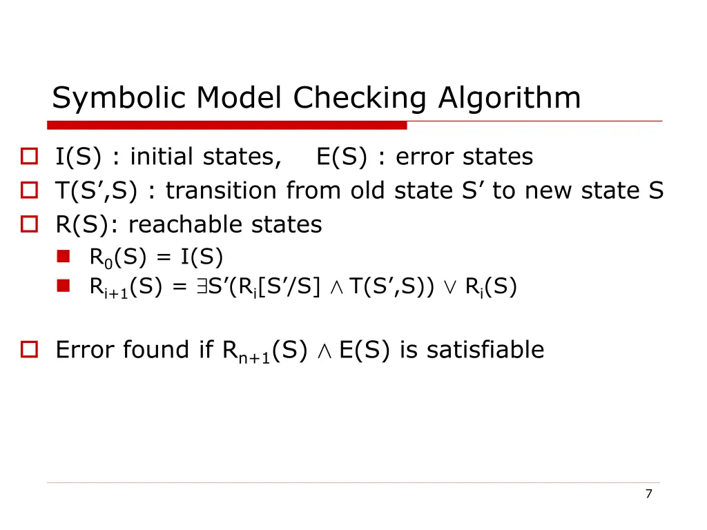 symbolic model checking algorithm