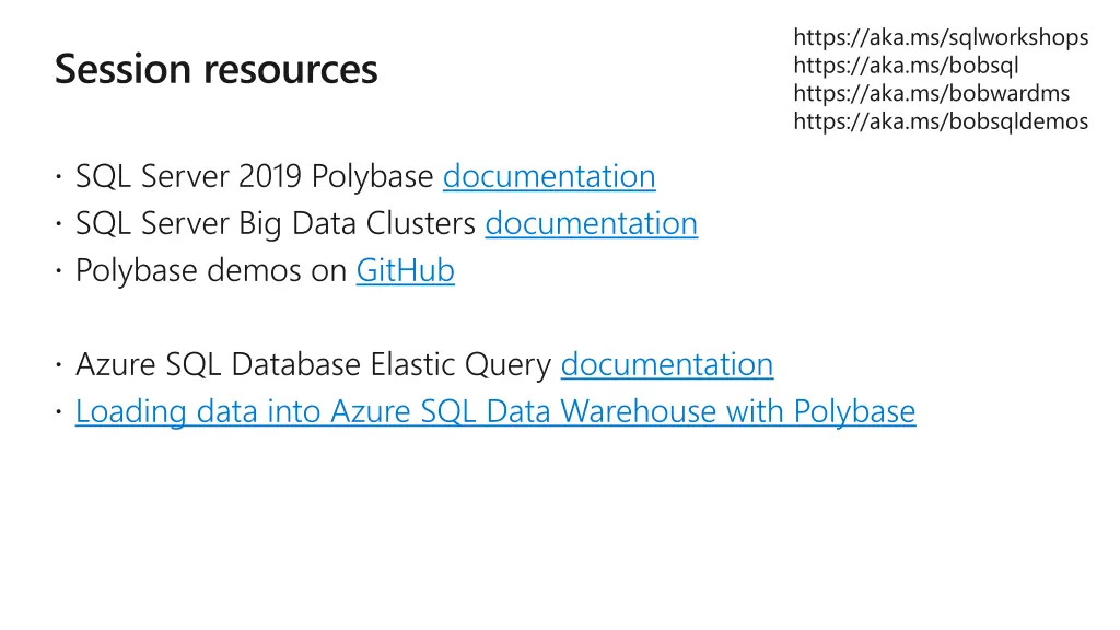 https aka ms sqlworkshops https aka ms bobsql
