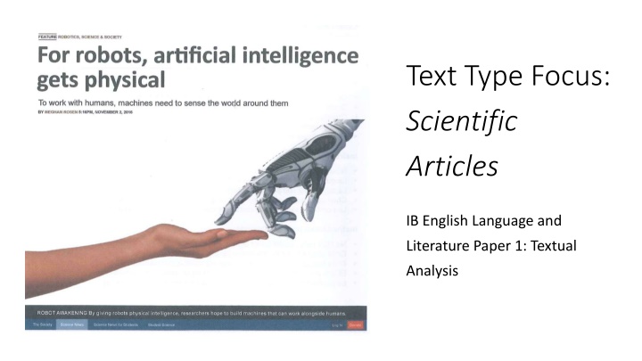 text type focus scientific articles