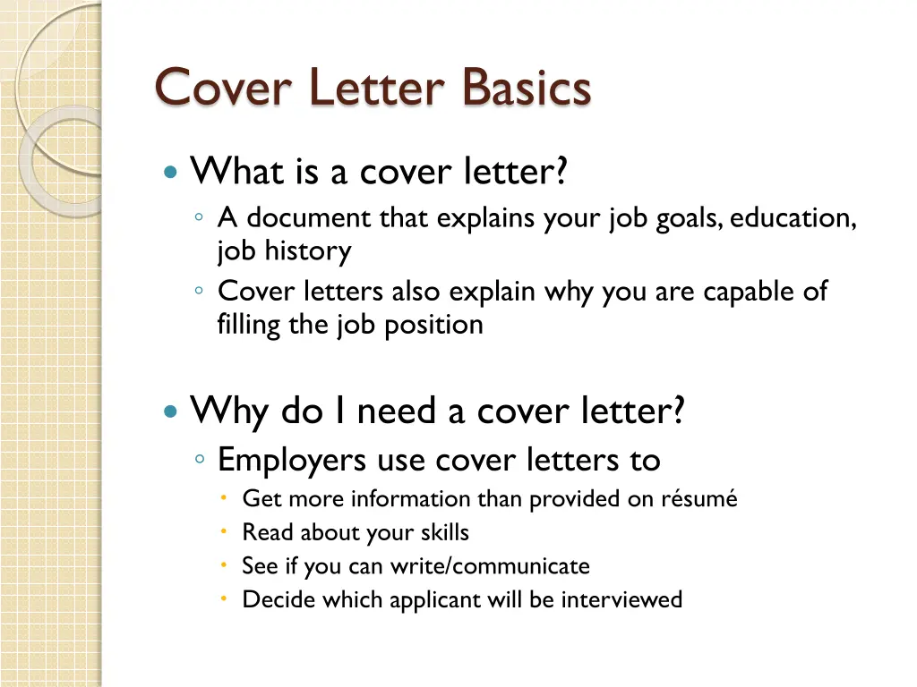 cover letter basics