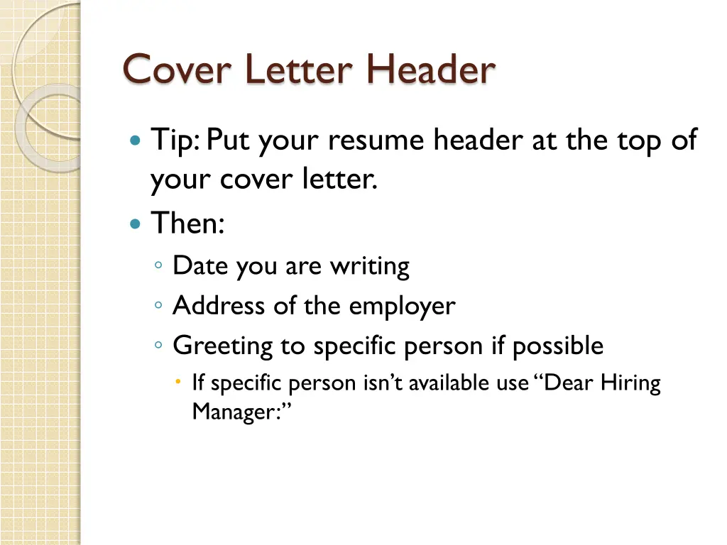 cover letter header