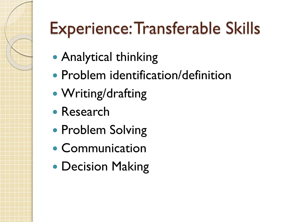 experience transferable skills