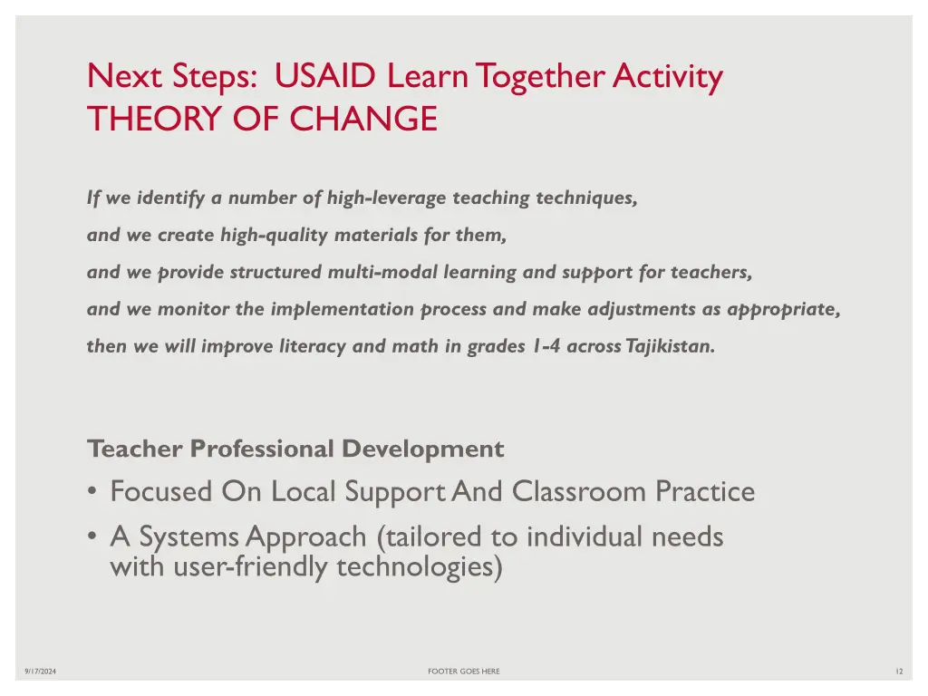 next steps usaid learn together activity theory