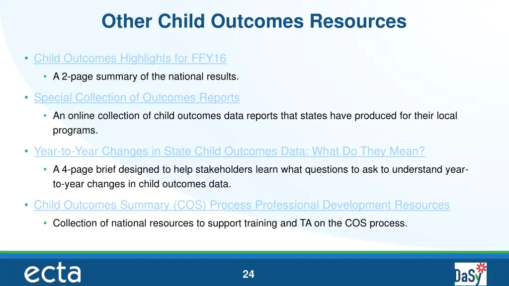 other child outcomes resources