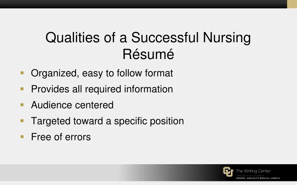 qualities of a successful nursing r sum organized