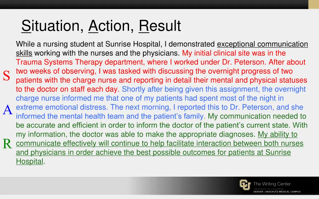 situation action result